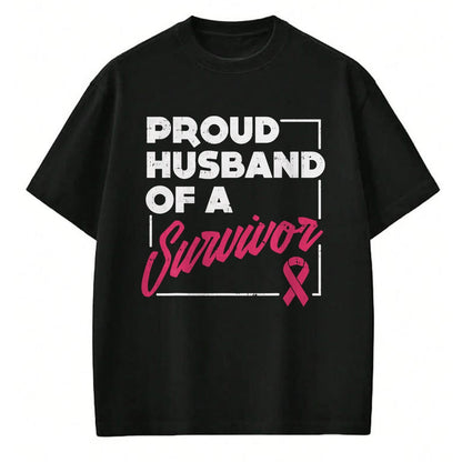 Best Husband Shirt, Wife and Husband Unisex T-Shirt/Hoodie/Sweatshirt HLT00 - Proud Husband of Survivor Breast Cancer Awareness Men Gift T-Shirt