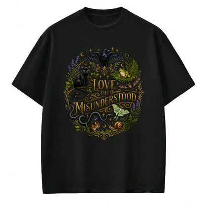 Cat Love Shirt, Funny Cat Lover Gift UnisexT-Shirt/Hoodie/Sweatshirt HLT00 - Love The Misunderstood Bat Raven Black Cat Snake Frog Moth T-Shirt
