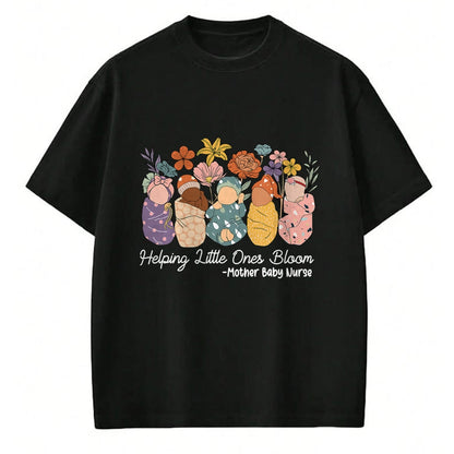 Funny Nurse Shirt, Nurse Unisex T-Shirt/Hoodie/Sweatshirt HLT00 - Groovy Helping Little Ones Bloom Babies Mother Baby Nurse T-Shirt