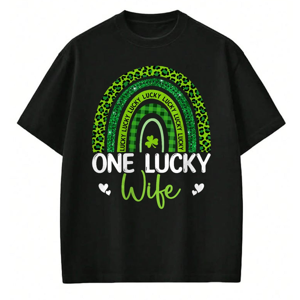 Best Wife Shirt, Wife and Husband Unisex T-Shirt/Hoodie/Sweatshirt HLT00 - Gift for wife T shirt, lucky wife   Womens One Lucky Wife Rainbow Leopard Saint Patrick's Day Tank T
