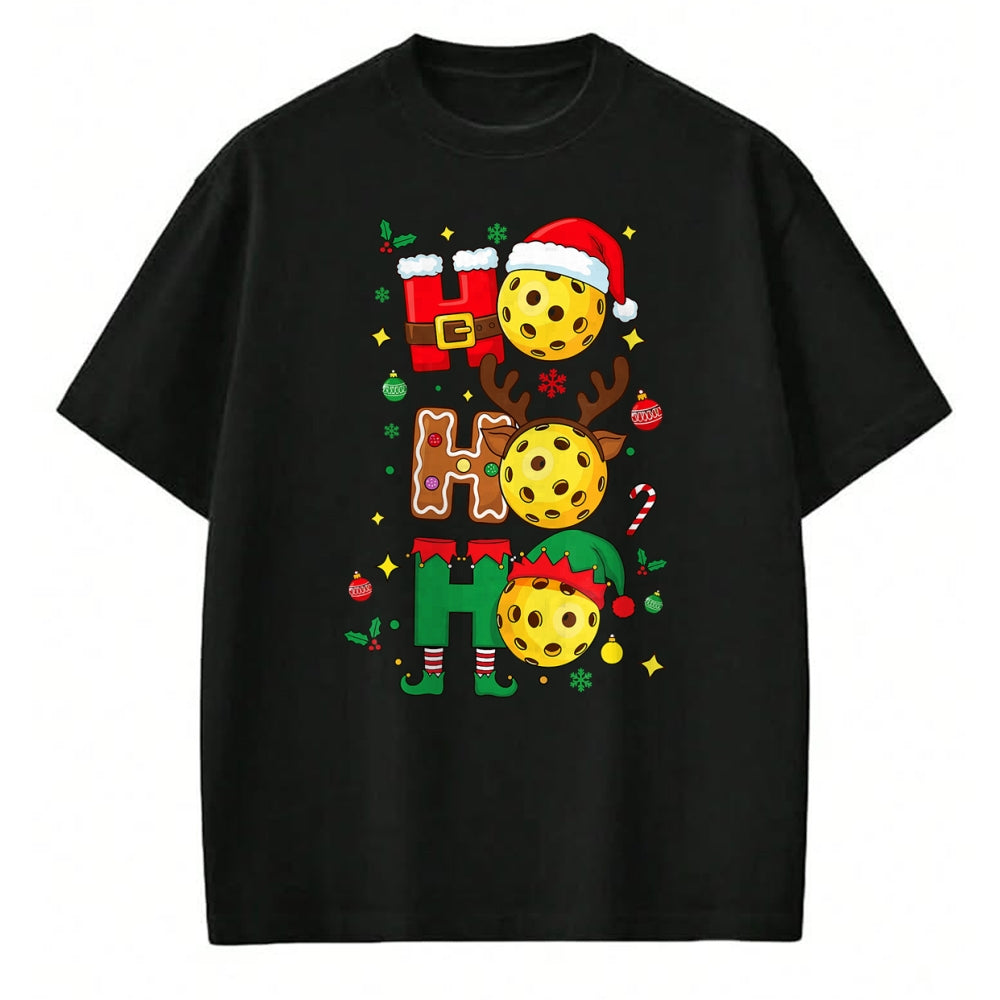 Funny Pickleball Shirt, Pickleball Lover Unisex T-Shirt/Hoodie/Sweatshirt HLT00 - Ho Ho Ho Pickleball Christmas, Funny Paddle Players Holiday T-Shirt