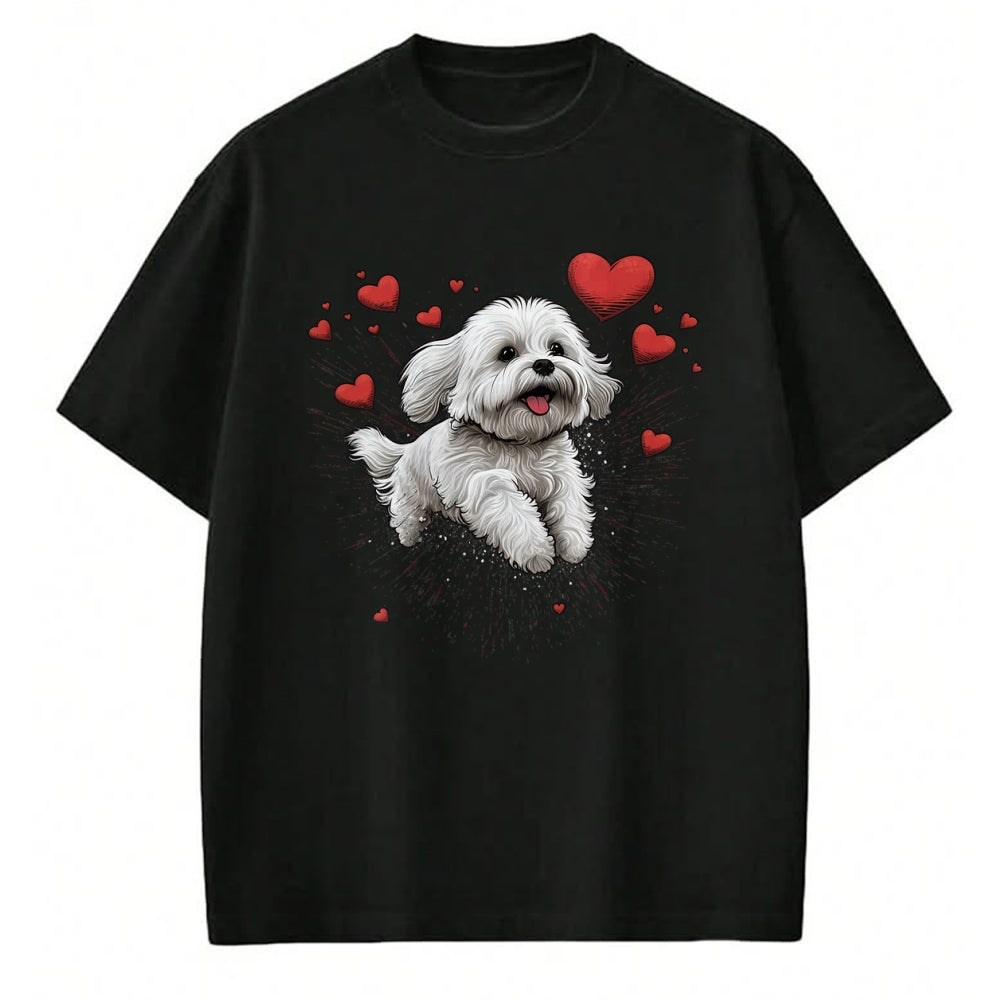 Dog Love Shirt, Dog Lover Gift T-Shirt/Hoodie/Sweatshirt HLT00 - Maltese dog Love Heart for Valentines Day Maltese dog Lover T-Shirt