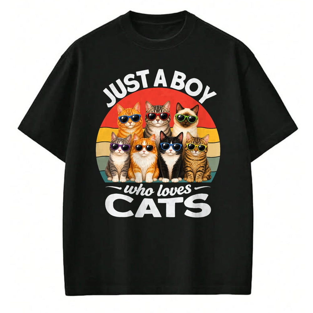 Cat Love Shirt, Funny Cat Lover Gift UnisexT-Shirt/Hoodie/Sweatshirt HLT00 - Just A Boy Who Loves Cats Funny Boys Kids Pets Lovers T-Shirt