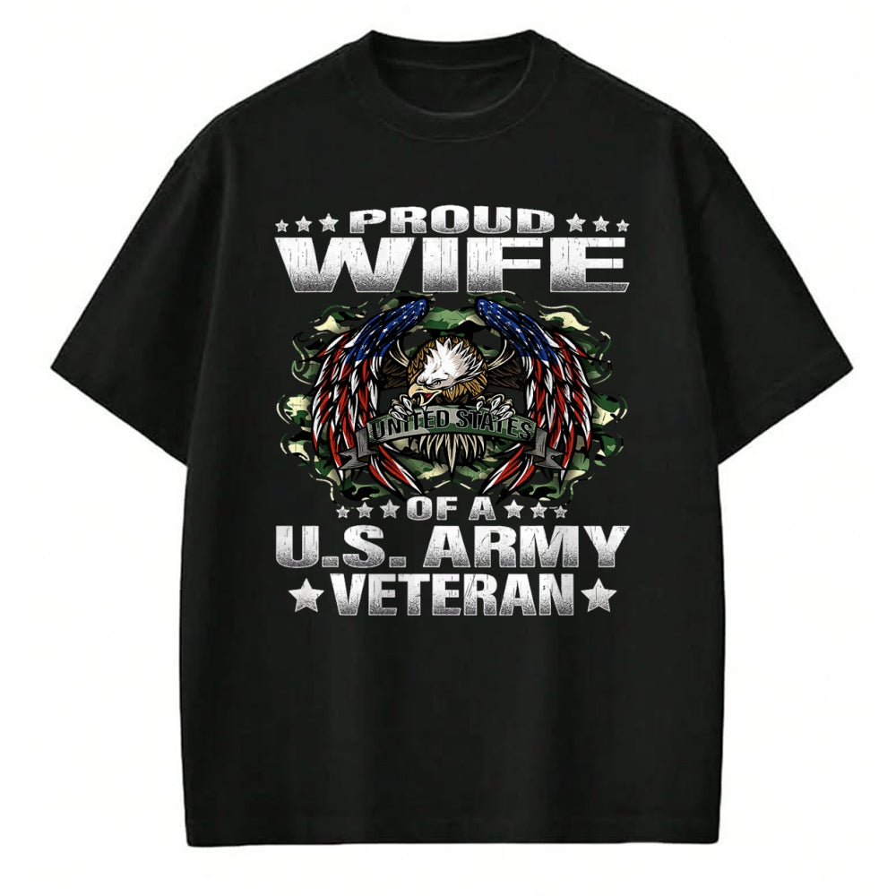 Best Wife Shirt, Wife and Husband Unisex T-Shirt/Hoodie/Sweatshirt HLT00 - Gift for wife T shirt, lucky wife   Proud Wife Of A US Army Veteran Military Vet's Spouse T-Shirt