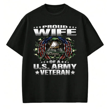Best Wife Shirt, Wife and Husband Unisex T-Shirt/Hoodie/Sweatshirt HLT00 - Gift for wife T shirt, lucky wife   Proud Wife Of A US Army Veteran Military Vet's Spouse T-Shirt
