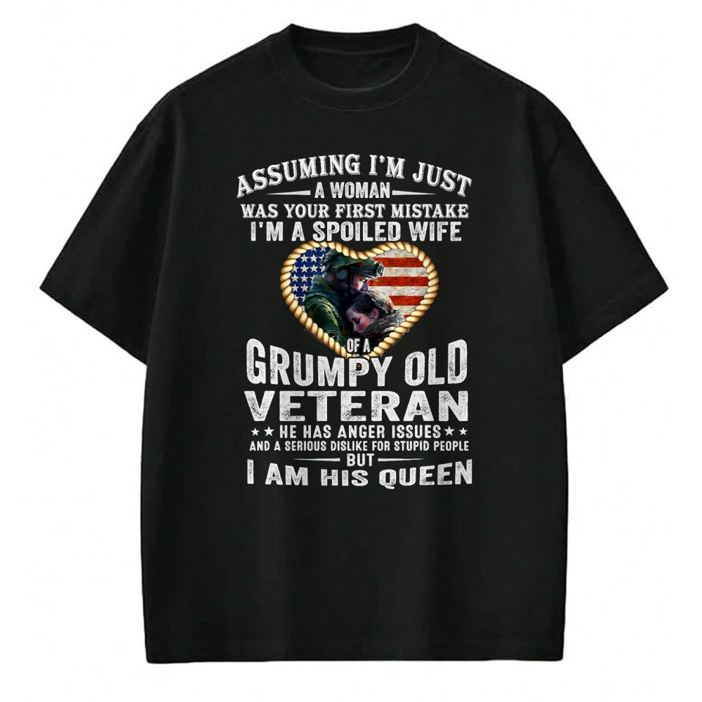 Best Wife Shirt, Wife and Husband Unisex T-Shirt/Hoodie/Sweatshirt HLT00 - Gift for wife T shirt, spoiled wife   I'm A Spoiled Wife Of A Grumpy Old Veteran - Veteran's Wife T- (1)