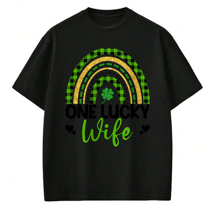 Best Wife Shirt, Wife and Husband Unisex T-Shirt/Hoodie/Sweatshirt HLT00 - Gift for wife T shirt, lucky wife   Womens One Lucky Wife Boho Rainbow St Patricks Day Shamrock Tank