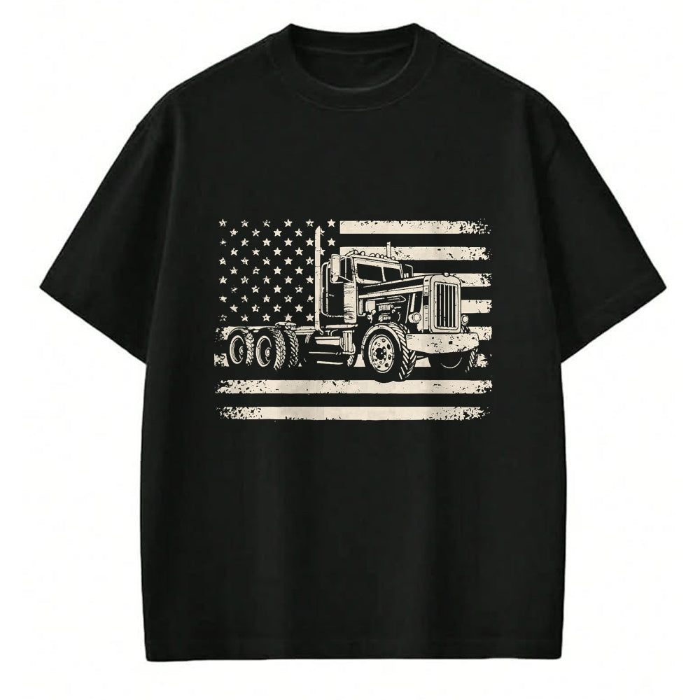 Best Truck Driver Life Shirt, Funny Trucker UnisexT-Shirt/Hoodie/Sweatshirt HLT00 - Semi Truck USA Flag Driver Trucker Patriotic Retro T-Shirt