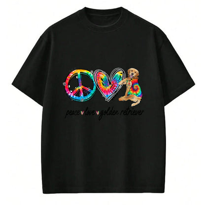 Dog Love Shirt, Dog Lover Gift T-Shirt/Hoodie/Sweatshirt HLT00 - Peace Love Golden Retriever Tie Dye Rainbow Dog Lover T-Shirt