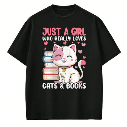 Cat Love Shirt, Funny Cat Lover Gift UnisexT-Shirt/Hoodie/Sweatshirt HLT00 - Girl Who Loves Cats and Books Cute T-Shirt