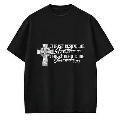 Christian Tee, Christian Faith Unisex T-Shirt/Hoodie/Sweatshirt HLT00 -  Christ Beside Me Christ Before Me Christ Behind Me T-Shirt