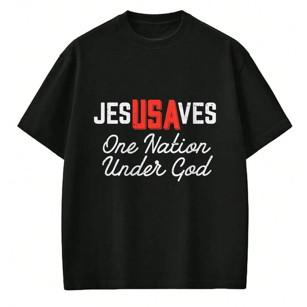 Christian Tee, Christian Faith Unisex T-Shirt/Hoodie/Sweatshirt HLT00 - Jesus Saves USA One Nation Under God Jesus Christian Gift T-Shirt