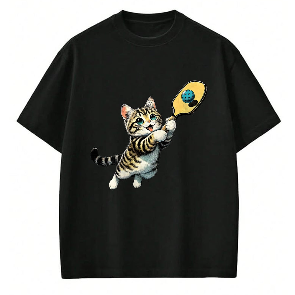 Funny Pickleball Shirt, Pickleball Lover Unisex T-Shirt/Hoodie/Sweatshirt HLT00 - Funny Kitten Playing Pickleball Cute Cat Pickleball Player T-Shirt