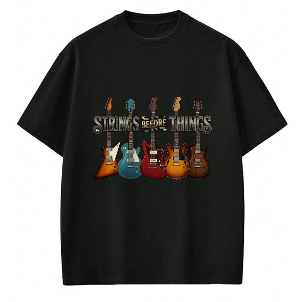 Guitar Lover Shirt, Funny Guitar UnisexT-Shirt/Hoodie/Sweatshirt HLT00 - Strings Before Thing Funny Men Vintage Acoustic Guitar Music T-Shirt
