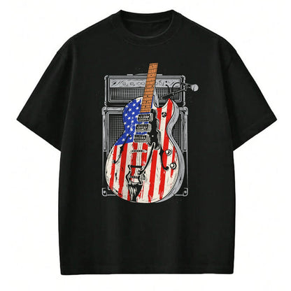 Guitar Lover Shirt, Funny Guitar UnisexT-Shirt/Hoodie/Sweatshirt HLT00 - American Flag Guitar 4th of July Guitarist USA Country Music T-Shirt
