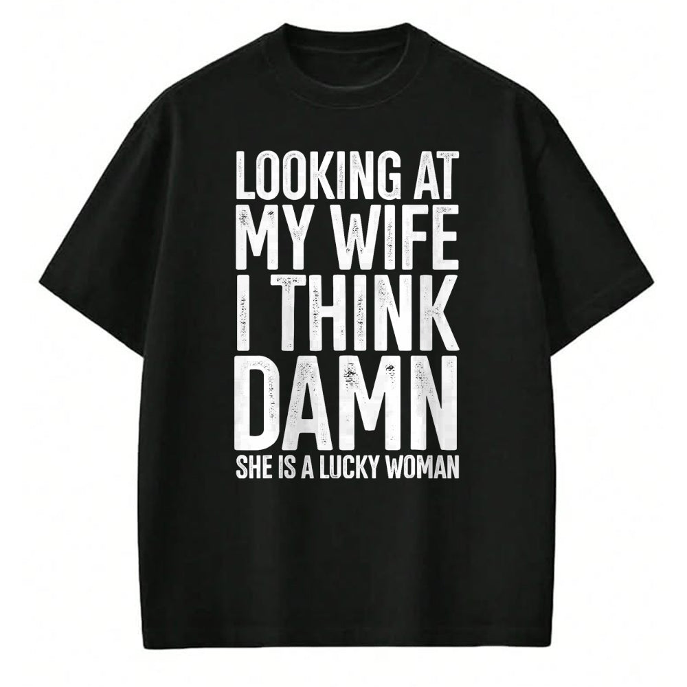Best Wife Shirt, Wife and Husband Unisex T-Shirt/Hoodie/Sweatshirt HLT00 - Gift for wife T shirt, lucky wife   My Wife Is A Lucky Woman Wife Themed Gift Husbands Gift T-Shirt (1)