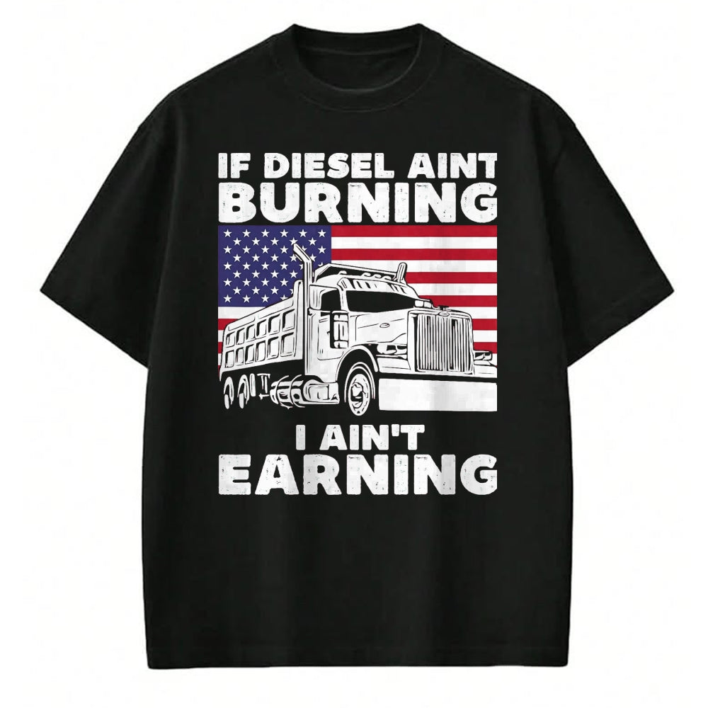 Best Truck Driver Life Shirt, Funny Trucker UnisexT-Shirt/Hoodie/Sweatshirt HLT00 - If Diesel Ain't Burning I Aint Earning Truck Driver Patriot T-Shirt, Men's Big and Tall, Dark Heathe