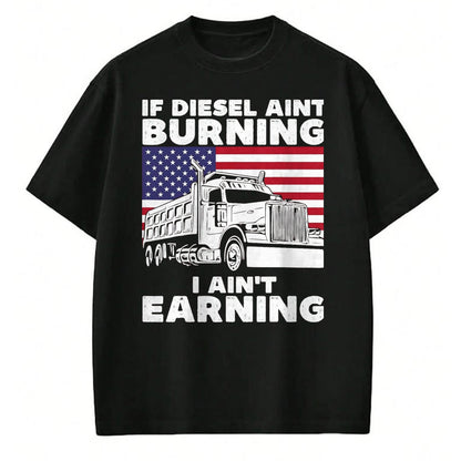 Best Truck Driver Life Shirt, Funny Trucker UnisexT-Shirt/Hoodie/Sweatshirt HLT00 - If Diesel Ain't Burning I Aint Earning Truck Driver Patriot T-Shirt, Men's Big and Tall, Dark Heathe