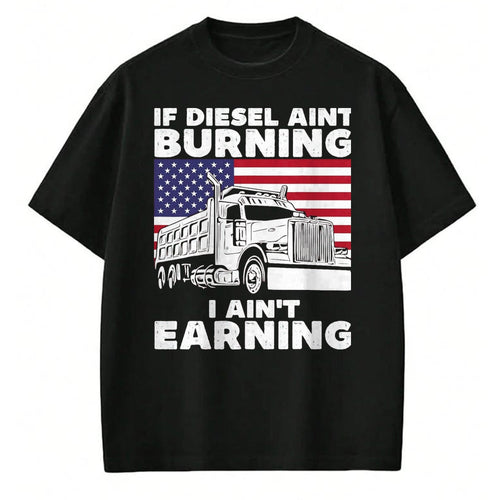 Best Truck Driver Life Shirt, Funny Trucker UnisexT-Shirt/Hoodie/Sweatshirt HLT00 - If Diesel Ain't Burning I Aint Earning Truck Driver Patriot T-Shirt, Men's Big and Tall, Dark Heathe