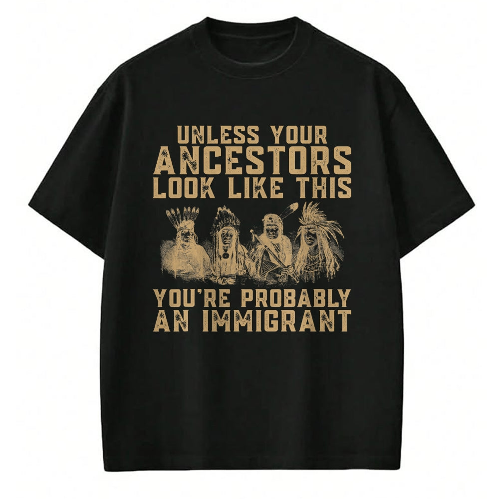 Native American T-Shirts, Vintage Native American Unisex T-Shirt/Hoodie/Sweatshirt HLT00 - American Indian You_re Probably An Immigrant