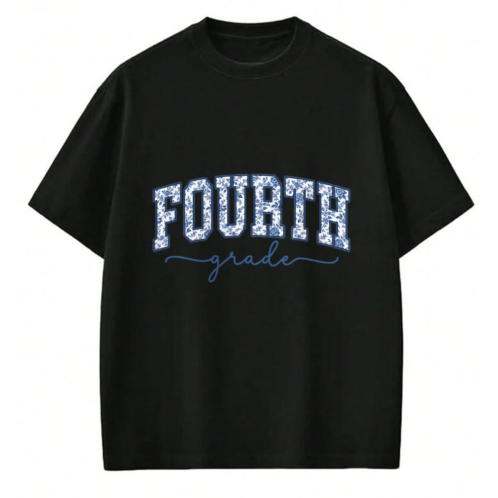 Best Teacher Shirt, Funny Teacher UnisexT-Shirt/Hoodie/Sweatshirt HLT00 - 4th Grade Back to School Fourth Grade Blue Toile Teacher Kid T-Shirt