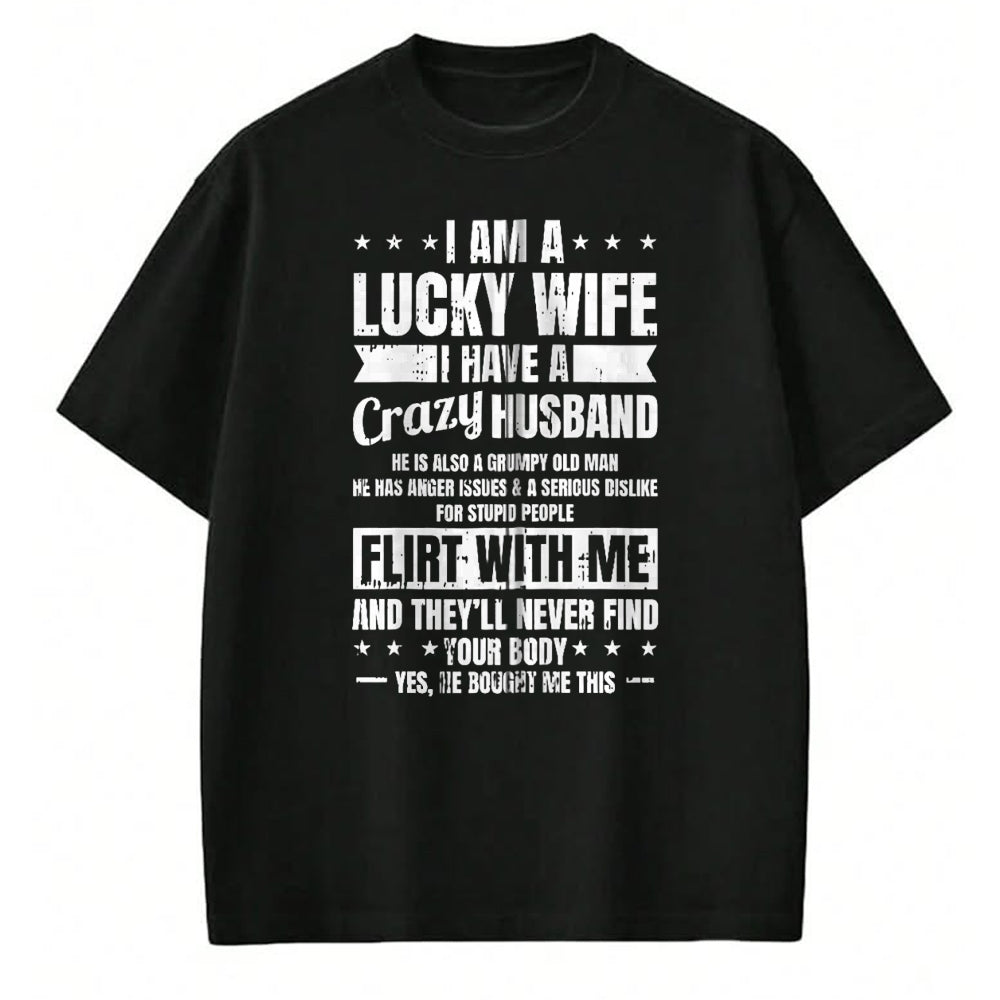 Best Wife Shirt, Wife and Husband Unisex T-Shirt/Hoodie/Sweatshirt HLT00 - Gift for wife T shirt, lucky wife   I Am A Lucky Wife Fathers Day Funny Sarcastic Women Zip Hoodie