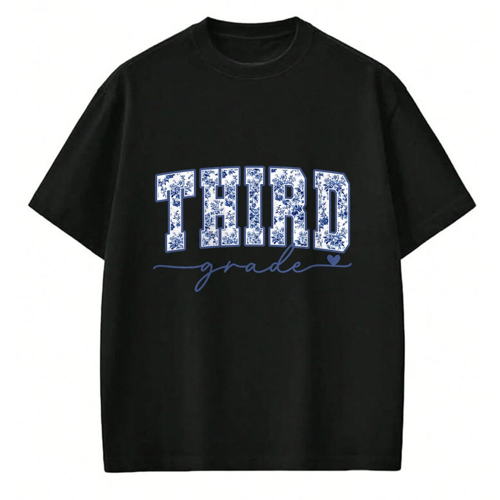 Best Student Shirt, Funny Back To School UnisexT-Shirt/Hoodie/Sweatshirt HLT00 - Third Grade Blue Floral Back to School Teachers Girls Kids T-Shirt