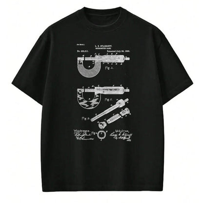 Best Mechanic Life Shirt, Funny Mechanic UnisexT-Shirt/Hoodie/Sweatshirt HLT00 - Mechanical Engineer Art Black Vintage Patent Micrometer Gage T-Shirt - Men's Small