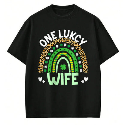 Best Wife Shirt, Wife and Husband Unisex T-Shirt/Hoodie/Sweatshirt HLT00 - Gift for wife T shirt, lucky wife   Womens One Lucky Wife Leopard Rainbow Saint Patrick's Day Tank T (1)