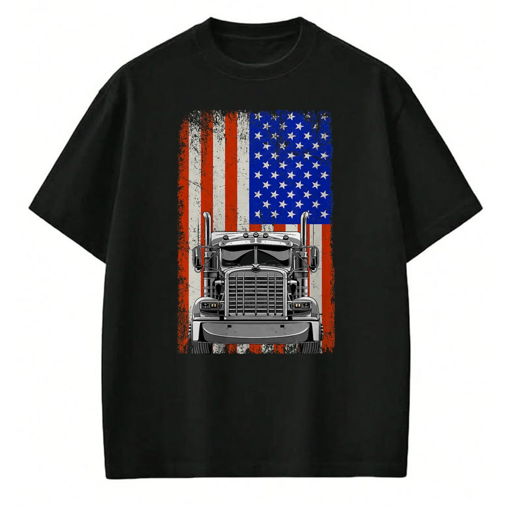 Best Truck Driver Life Shirt, Funny Trucker UnisexT-Shirt/Hoodie/Sweatshirt HLT00 - US American Flag Semi Truck Driver T-Shirt (4)
