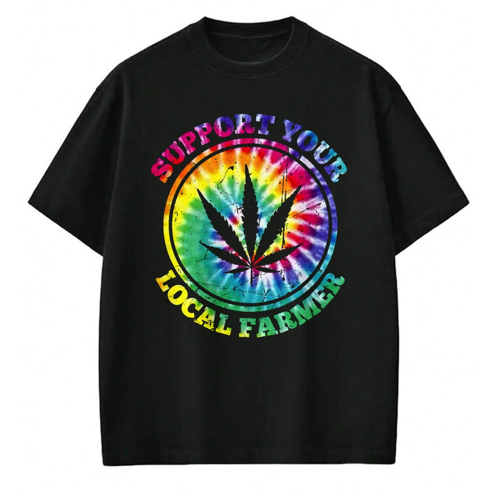 Best Farmer Life Shirt, Funny Farmer UnisexT-Shirt/Hoodie/Sweatshirt HLT00 - Retro Marijuana Support Your Local Farmer Cannabis Tie Dye Long Sleeve T-Shirt