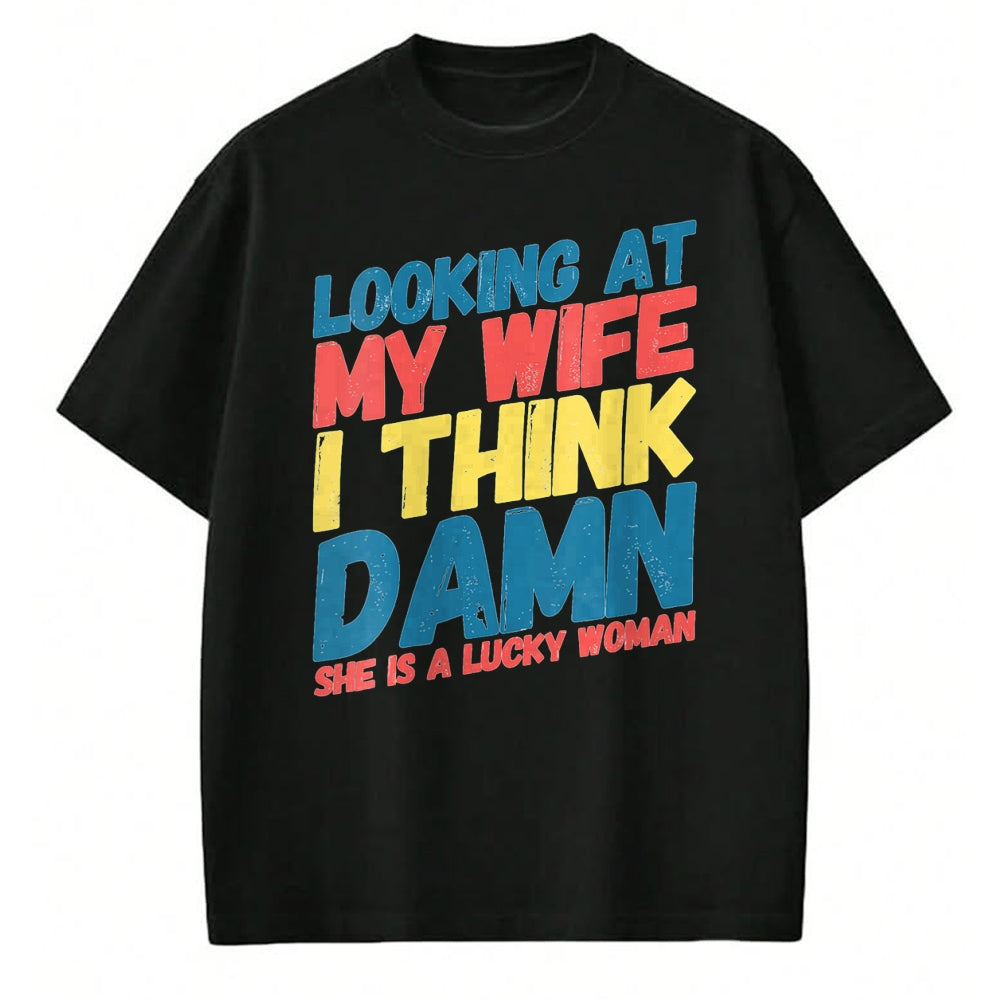 Best Wife Shirt, Wife and Husband Unisex T-Shirt/Hoodie/Sweatshirt HLT00 - Gift for wife T shirt, lucky wife   Womens My Lucky Wife Best Crazy Husband Funny Married Couple V-N