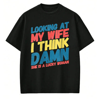 Best Wife Shirt, Wife and Husband Unisex T-Shirt/Hoodie/Sweatshirt HLT00 - Gift for wife T shirt, lucky wife   Womens My Lucky Wife Best Crazy Husband Funny Married Couple V-N