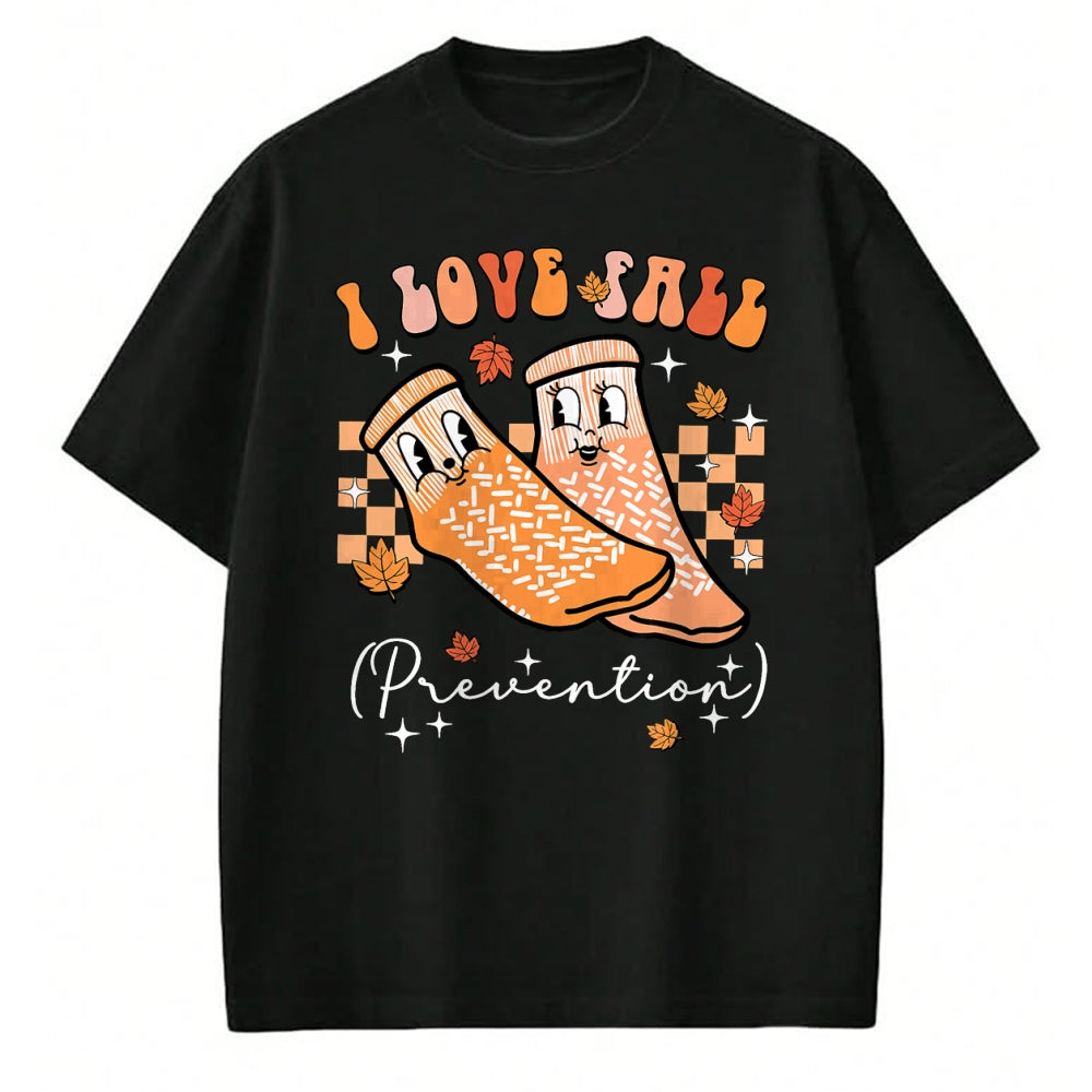 Funny Nurse Shirt, Nurse Unisex T-Shirt/Hoodie/Sweatshirt HLT00 - Groovy Retro I Love Fall Prevention Fall Physical Therapy T-Shirt