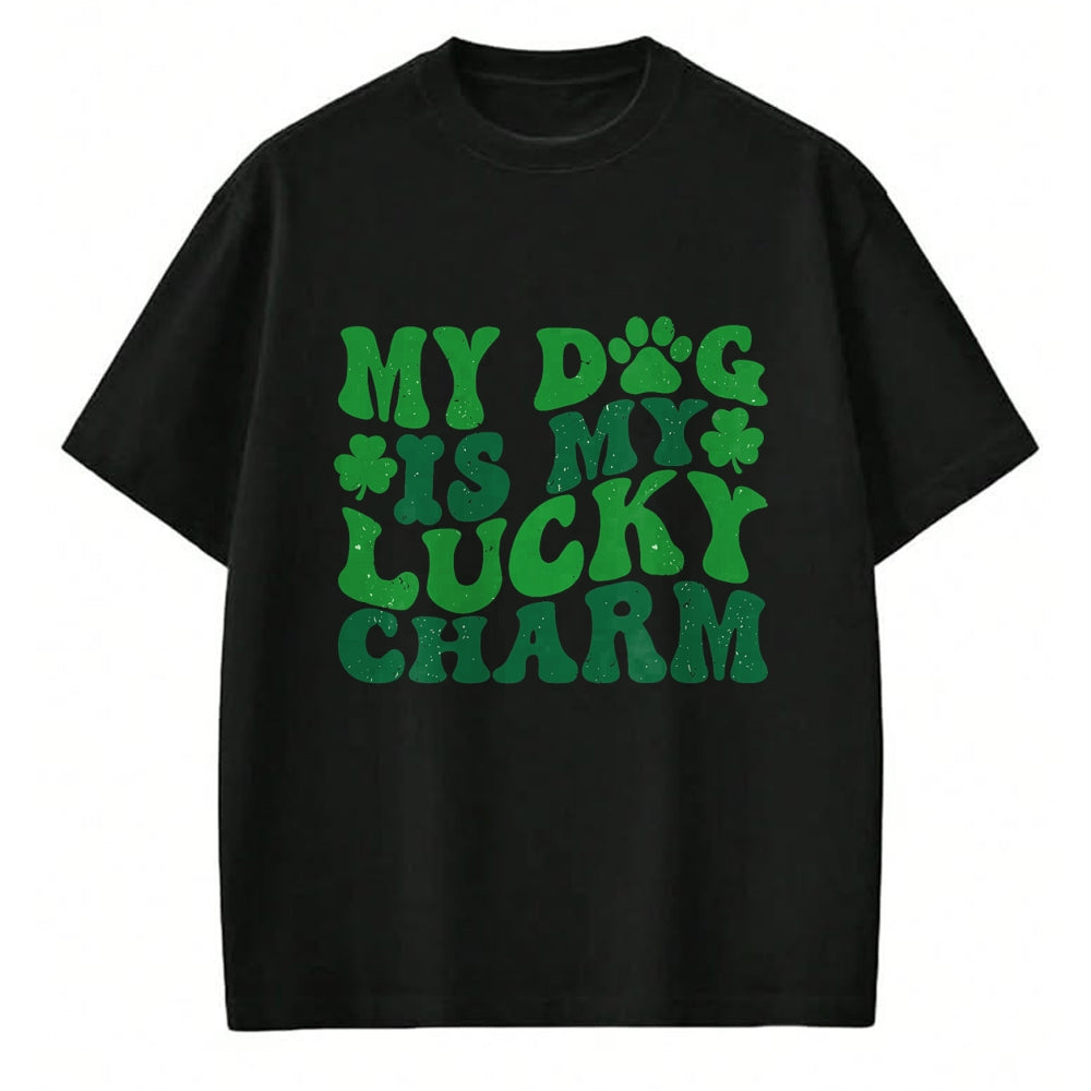 Gift for Mom Shirt, Funny Mom Unisex T-Shirt/Hoodie/Sweatshirt HLT00 - My Dog Is My Lucky Charm Retro St Patricks Day Dog Mom T-Shirt