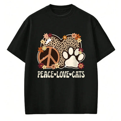 Cat Love Shirt, Funny Cat Lover Gift UnisexT-Shirt/Hoodie/Sweatshirt HLT00 - Peace Love Cats Cheetah Print Women Girl Cat Owner Cat Lover T-Shirt