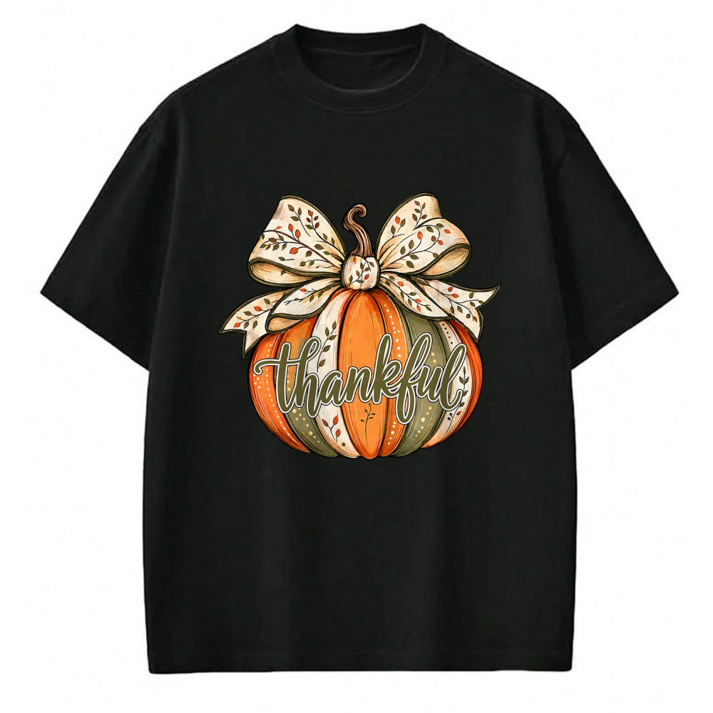 Best Thanksgiving Family Shirt , Funny Thanksgiving UnisexT-Shirt/Hoodie/Sweatshirt HLT00 - Thankful Pumpkin Bow Fall Autumn Thanksgiving Shirts Women T-Shirt