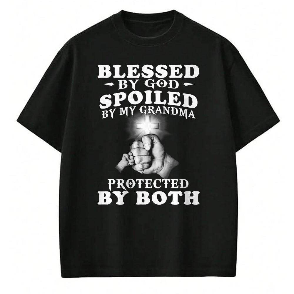 Best Wife Shirt, Wife and Husband Unisex T-Shirt/Hoodie/Sweatshirt HLT00 - Blessed by God spoiled by my grandma protected by both Premium T-Shirt (1)