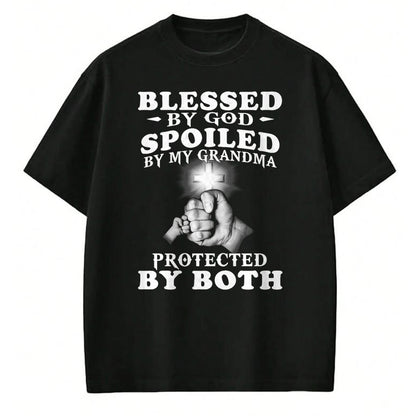 Best Wife Shirt, Wife and Husband Unisex T-Shirt/Hoodie/Sweatshirt HLT00 - Blessed by God spoiled by my grandma protected by both Premium T-Shirt (1)