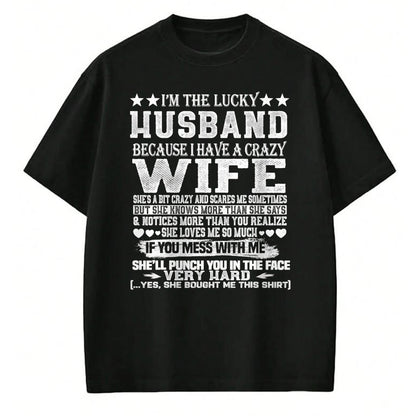 Best Wife Shirt, Wife and Husband Unisex T-Shirt/Hoodie/Sweatshirt HLT00 - Gift for wife T shirt, lucky wife   I Am A Lucky Husband I Have A Crazy Wife Christmas Birthday T-Sh (1)
