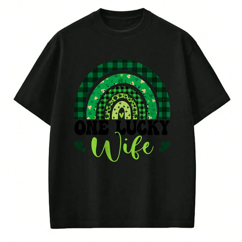 Best Wife Shirt, Wife and Husband Unisex T-Shirt/Hoodie/Sweatshirt HLT00 - Gift for wife T shirt, lucky wife   One Lucky Wife Rainbow Irish St Patricks Day Shamrock T-Shirt