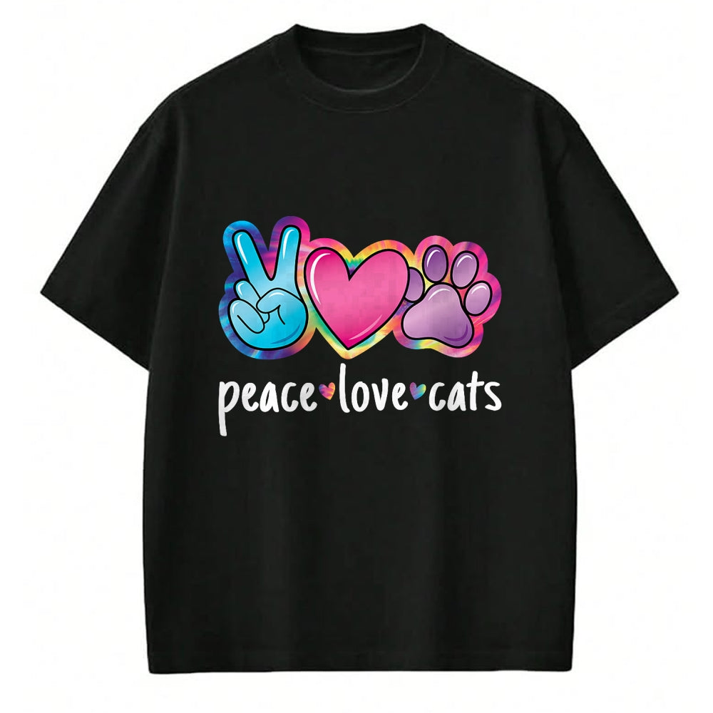 Cat Love Shirt, Funny Cat Lover Gift UnisexT-Shirt/Hoodie/Sweatshirt HLT00 - Peace Love Cats Cute Cat Kitten Lover Paw Cat Women Girls T-Shirt