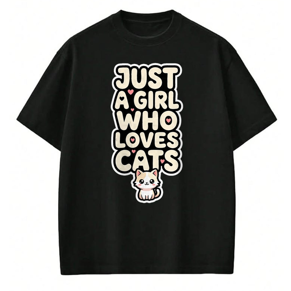 Cat Love Shirt, Funny Cat Lover Gift UnisexT-Shirt/Hoodie/Sweatshirt HLT00 - Just A Girl Who Loves Cats Kawaii Cat Kitten Lover Design T-Shirt