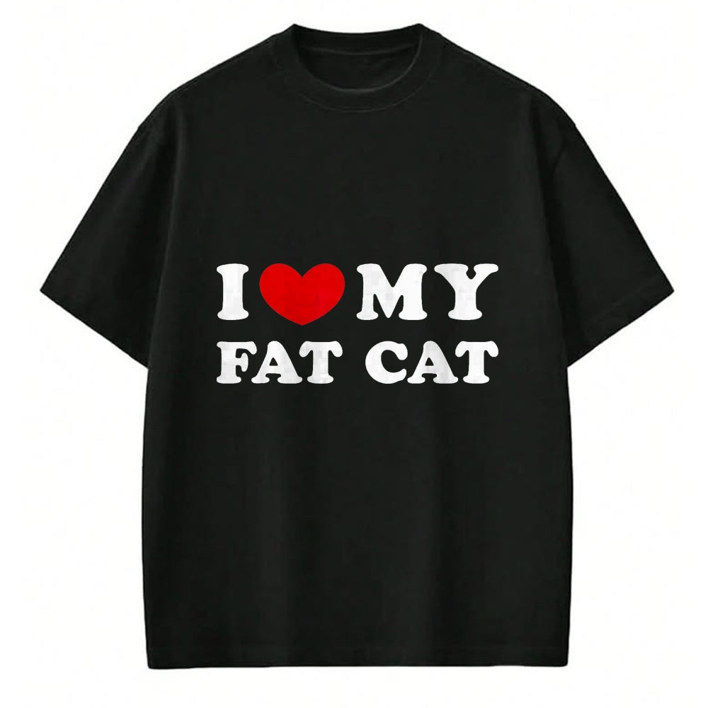 Cat Love Shirt, Funny Cat Lover Gift UnisexT-Shirt/Hoodie/Sweatshirt HLT00 - I Love My Fat Cat, I Heart My Fat Cat T-Shirt, Youth, Black, Medium (1)