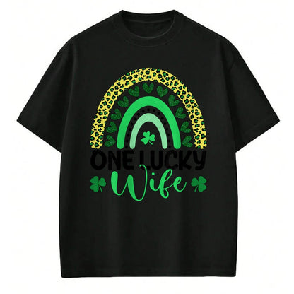 Best Wife Shirt, Wife and Husband Unisex T-Shirt/Hoodie/Sweatshirt HLT00 - Gift for wife T shirt, lucky wife   One Lucky Wife Leopard Rainbow Saint Patrick's Day T-Shirt
