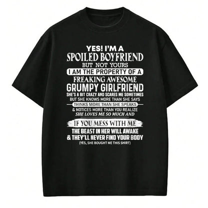 Best Wife Shirt, Wife and Husband Unisex T-Shirt/Hoodie/Sweatshirt HLT00 - Yes I am a spoiled boyfriend of freaking awesome girlfriend T-Shirt (1)