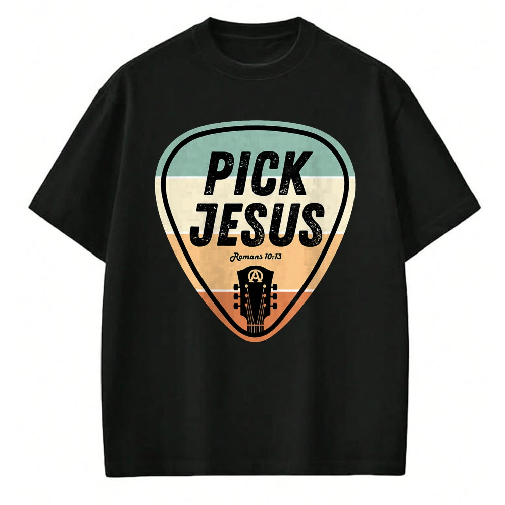Guitar Lover Shirt, Funny Guitar UnisexT-Shirt/Hoodie/Sweatshirt HLT00 - Pick Jesus Shirt Funny Christian Music Guitar Pick Men Women T-Shirt