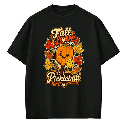 Funny Pickleball Shirt, Pickleball Lover Unisex T-Shirt/Hoodie/Sweatshirt HLT00 - Fall Pickleball Pumpkin Leaves Paddle Autumn Sports Lover T-Shirt