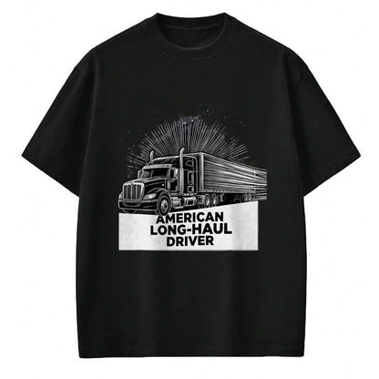 Best Truck Driver Life Shirt, Funny Trucker UnisexT-Shirt/Hoodie/Sweatshirt HLT00 - American Long-Haul Driver Patriotic Semi Truck Driver T-Shirt, Men, Heather Blue, Large