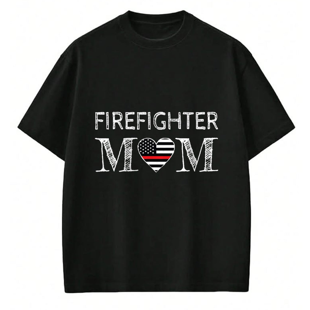 Gift for Mom Shirt, Funny Mom Unisex T-Shirt/Hoodie/Sweatshirt HLT00 - Firefighter Mom Mother Support the Thin Red Line Flag Son T-Shirt